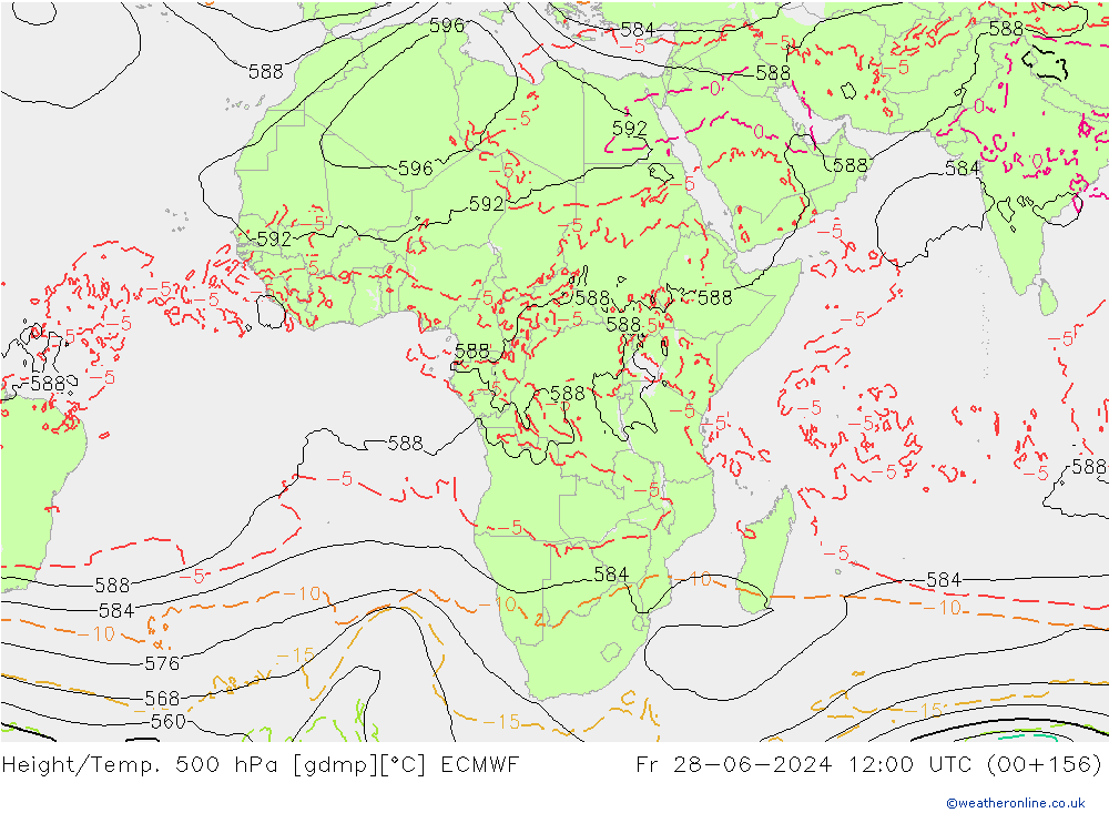 Z500/Rain (+SLP)/Z850 ECMWF Fr 28.06.2024 12 UTC