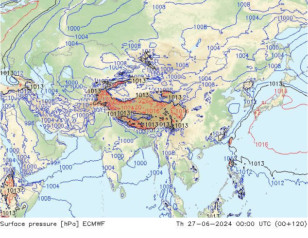 ciśnienie ECMWF czw. 27.06.2024 00 UTC