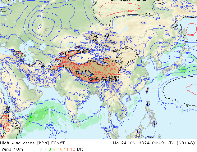 High wind areas ECMWF Seg 24.06.2024 00 UTC