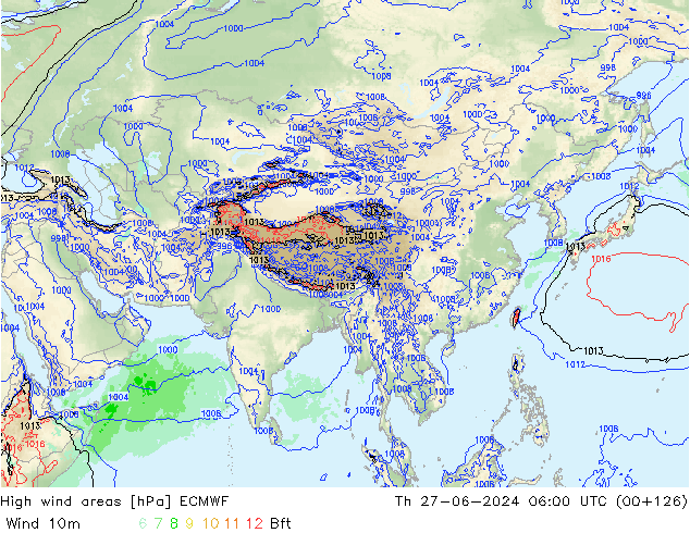 High wind areas ECMWF gio 27.06.2024 06 UTC