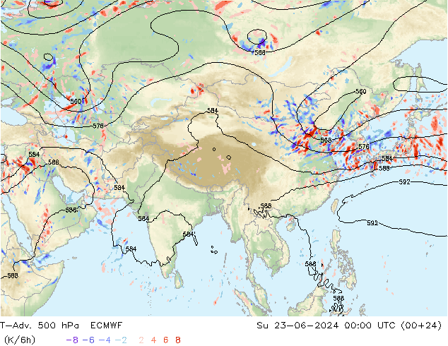 T-Adv. 500 hPa ECMWF Su 23.06.2024 00 UTC