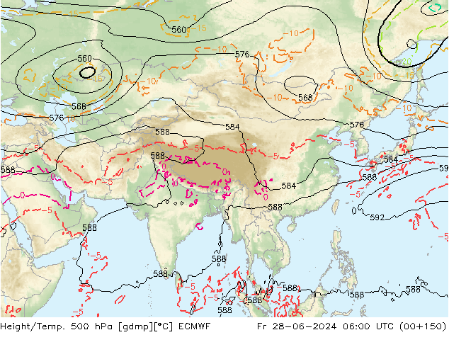 Z500/Rain (+SLP)/Z850 ECMWF vie 28.06.2024 06 UTC