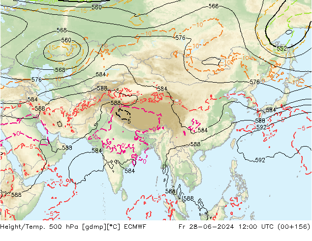 Height/Temp. 500 hPa ECMWF ven 28.06.2024 12 UTC