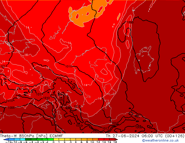 Theta-W 850hPa ECMWF Th 27.06.2024 06 UTC