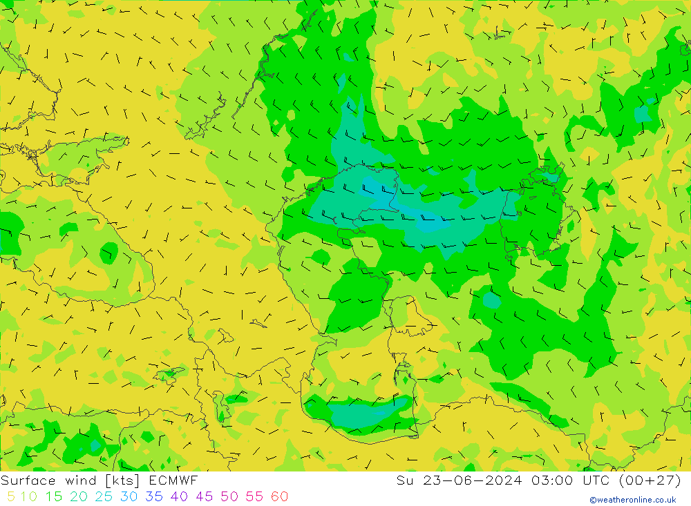 Surface wind ECMWF Ne 23.06.2024 03 UTC