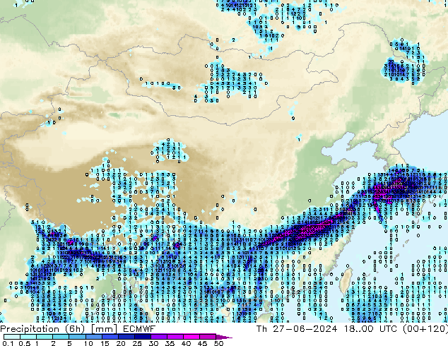 Z500/Rain (+SLP)/Z850 ECMWF 星期四 27.06.2024 00 UTC