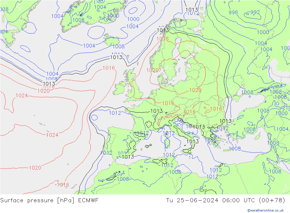 pression de l'air ECMWF mar 25.06.2024 06 UTC
