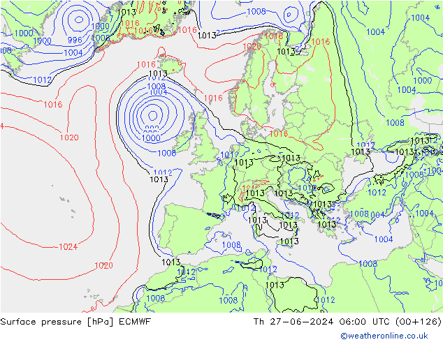 Yer basıncı ECMWF Per 27.06.2024 06 UTC