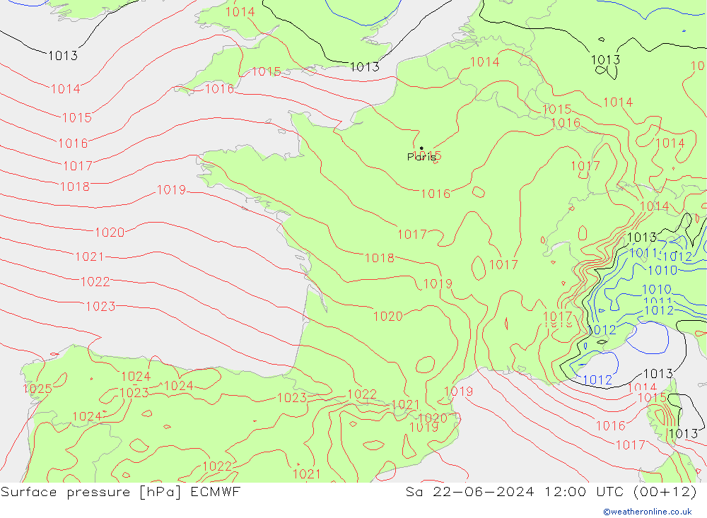 приземное давление ECMWF сб 22.06.2024 12 UTC