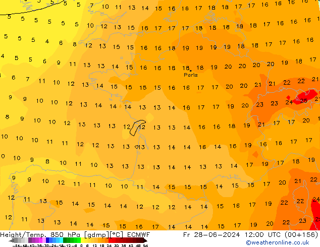 Z500/Rain (+SLP)/Z850 ECMWF Fr 28.06.2024 12 UTC