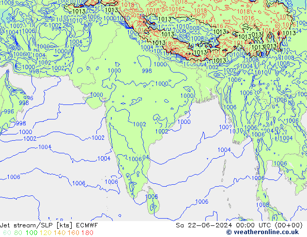 Jet stream/SLP ECMWF Sa 22.06.2024 00 UTC