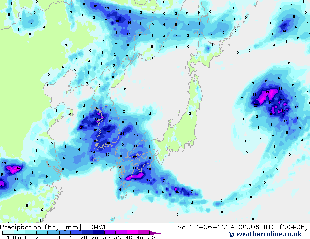 Z500/Rain (+SLP)/Z850 ECMWF Sa 22.06.2024 06 UTC