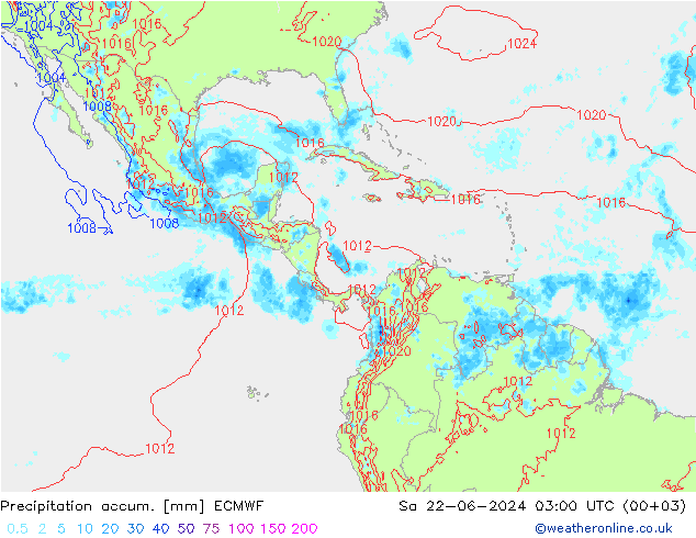 Totale neerslag ECMWF za 22.06.2024 03 UTC