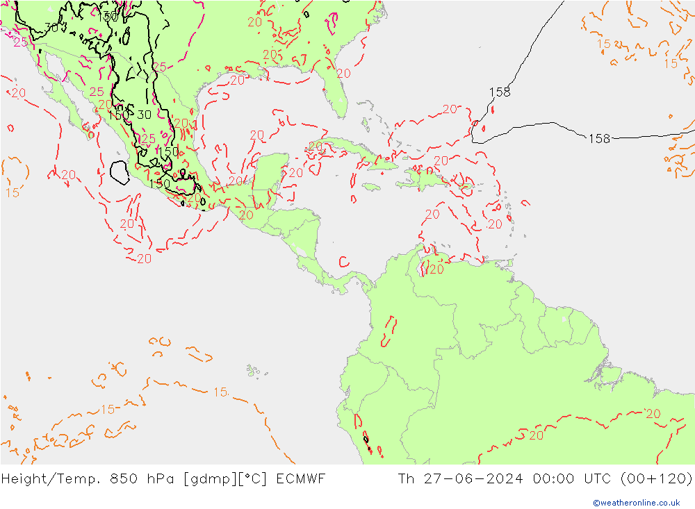 Z500/Rain (+SLP)/Z850 ECMWF Th 27.06.2024 00 UTC