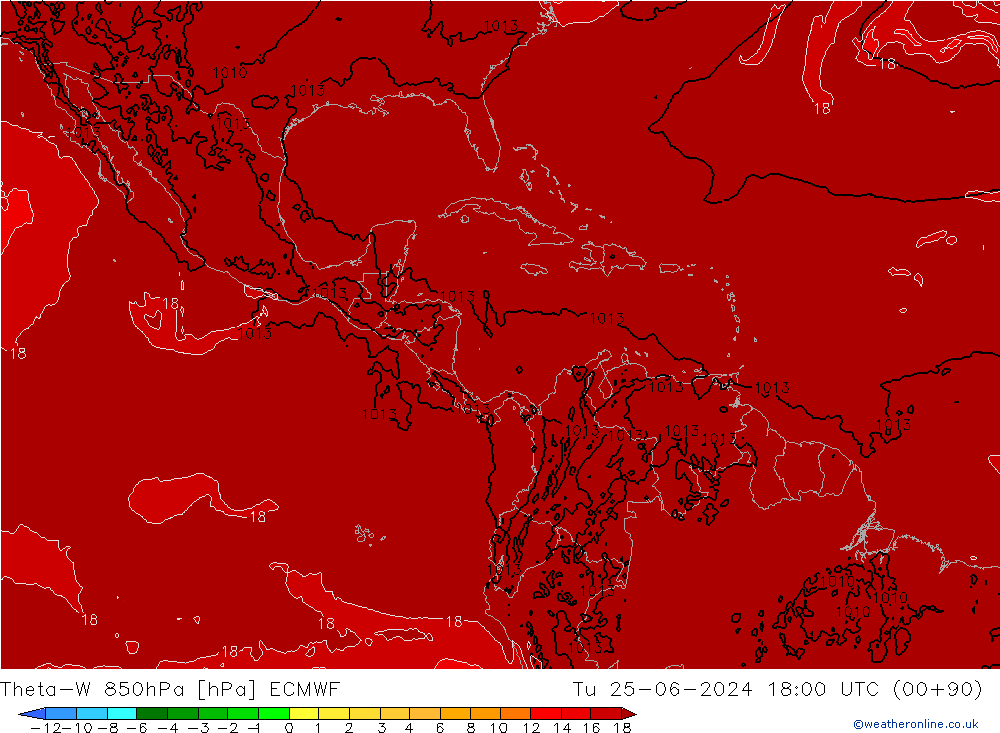 Theta-W 850hPa ECMWF mar 25.06.2024 18 UTC