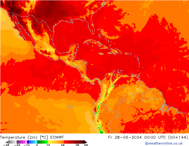 Sıcaklık Haritası (2m) ECMWF Cu 28.06.2024 00 UTC