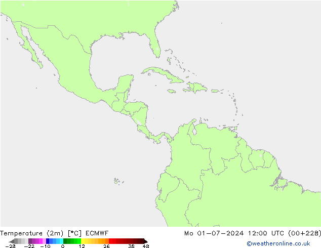 Temperature (2m) ECMWF Po 01.07.2024 12 UTC