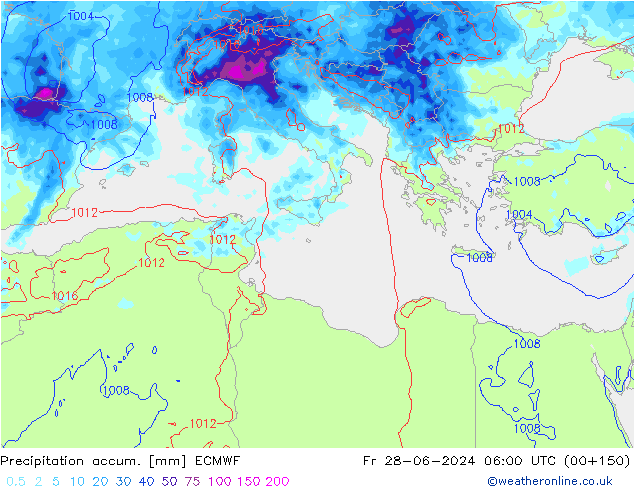 Precipitation accum. ECMWF  28.06.2024 06 UTC