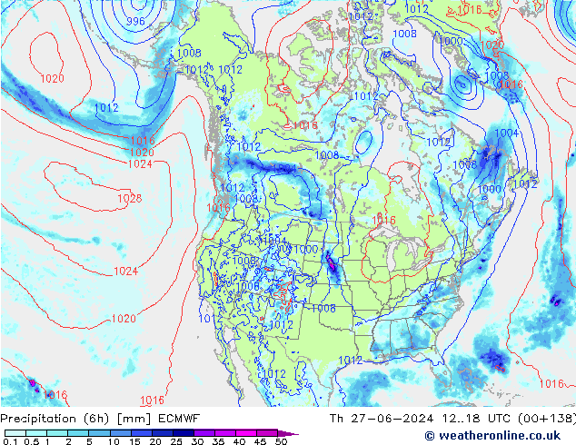 Yağış (6h) ECMWF Per 27.06.2024 18 UTC