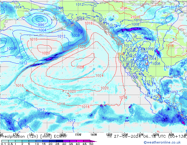 Precipitazione (12h) ECMWF gio 27.06.2024 18 UTC