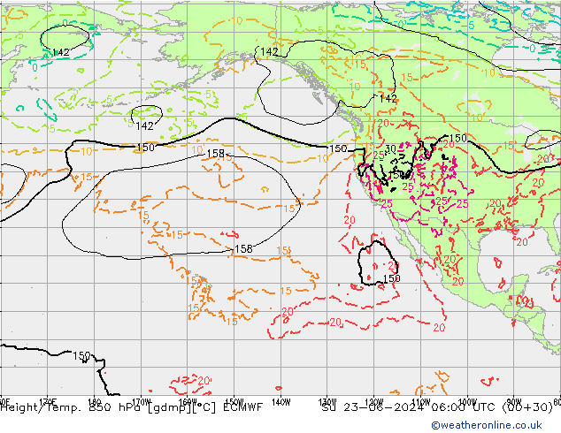 Z500/Rain (+SLP)/Z850 ECMWF  23.06.2024 06 UTC