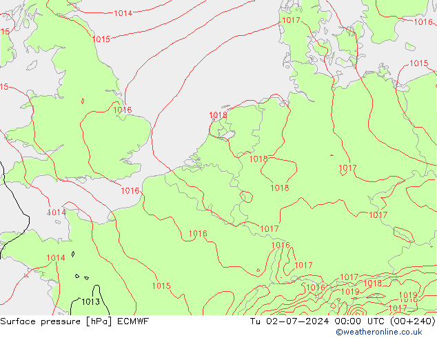 Bodendruck ECMWF Di 02.07.2024 00 UTC