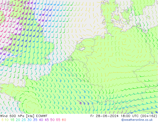 Viento 500 hPa ECMWF vie 28.06.2024 18 UTC