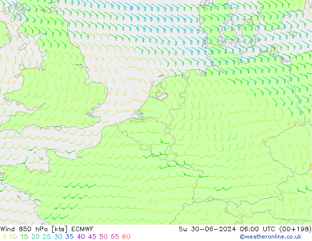 Wind 850 hPa ECMWF Su 30.06.2024 06 UTC