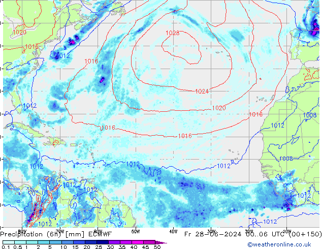 Yağış (6h) ECMWF Cu 28.06.2024 06 UTC