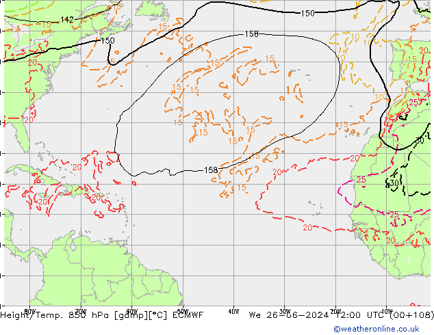 Z500/Rain (+SLP)/Z850 ECMWF Qua 26.06.2024 12 UTC