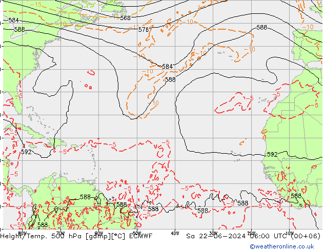 Z500/Regen(+SLP)/Z850 ECMWF za 22.06.2024 06 UTC