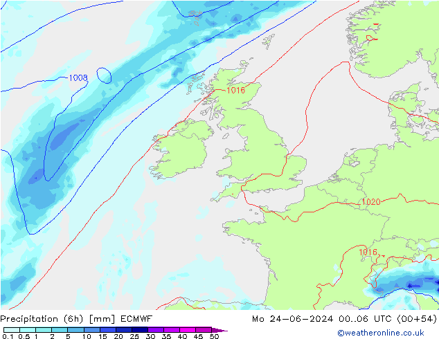 Z500/Regen(+SLP)/Z850 ECMWF ma 24.06.2024 06 UTC