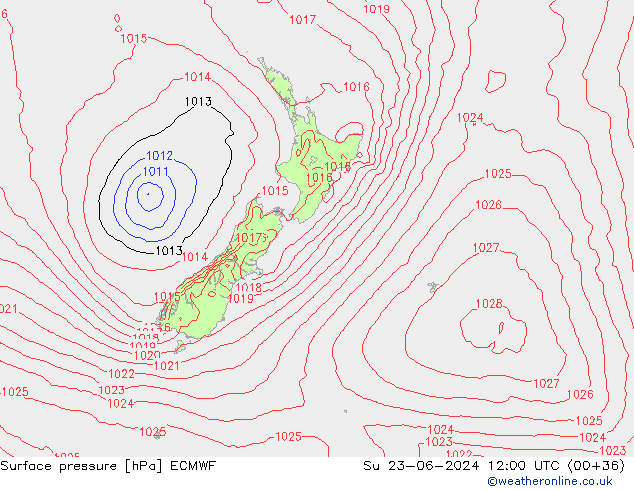 pressão do solo ECMWF Dom 23.06.2024 12 UTC