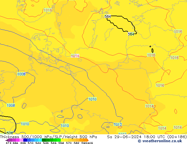 Thck 500-1000hPa ECMWF Sáb 29.06.2024 18 UTC