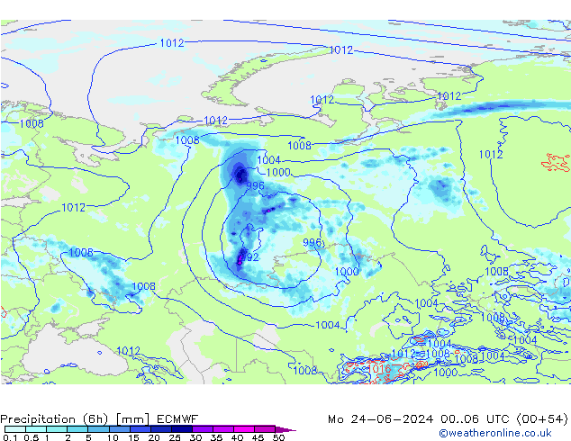 Z500/Rain (+SLP)/Z850 ECMWF Seg 24.06.2024 06 UTC