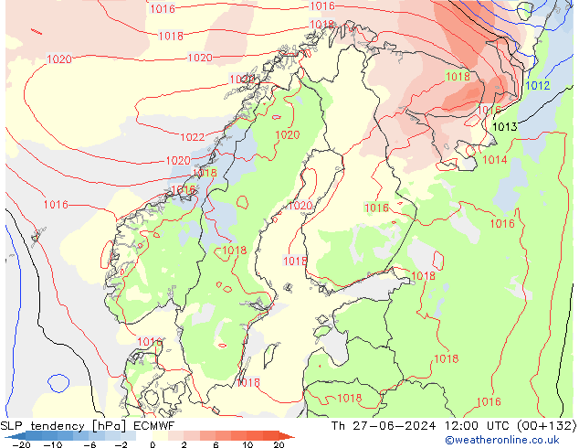 SLP tendency ECMWF Th 27.06.2024 12 UTC