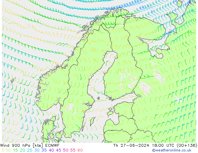 Wind 900 hPa ECMWF do 27.06.2024 18 UTC