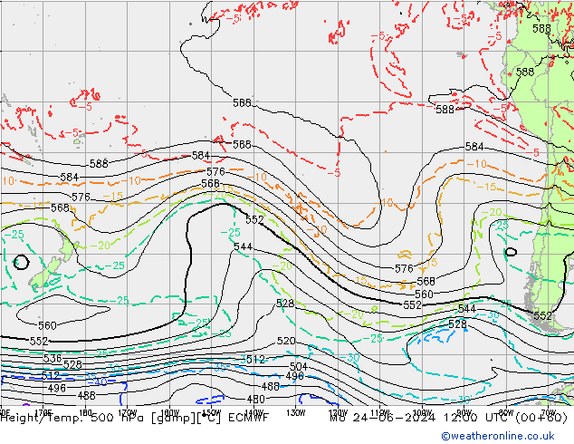 Z500/Rain (+SLP)/Z850 ECMWF Mo 24.06.2024 12 UTC