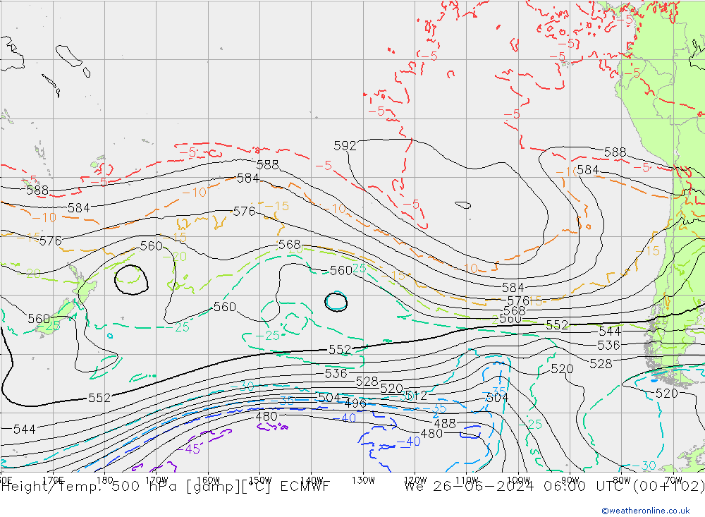 Z500/Rain (+SLP)/Z850 ECMWF St 26.06.2024 06 UTC