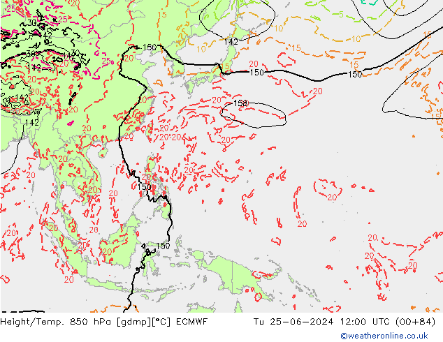 Z500/Rain (+SLP)/Z850 ECMWF mar 25.06.2024 12 UTC