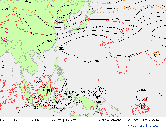 Z500/Rain (+SLP)/Z850 ECMWF Mo 24.06.2024 00 UTC