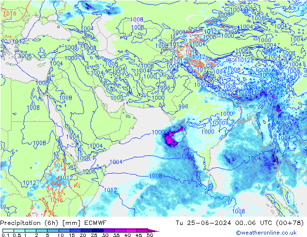 Z500/Rain (+SLP)/Z850 ECMWF mar 25.06.2024 06 UTC