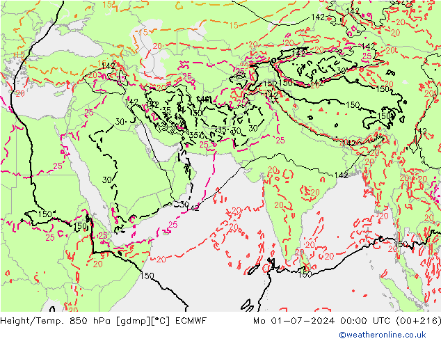 Z500/Rain (+SLP)/Z850 ECMWF Seg 01.07.2024 00 UTC