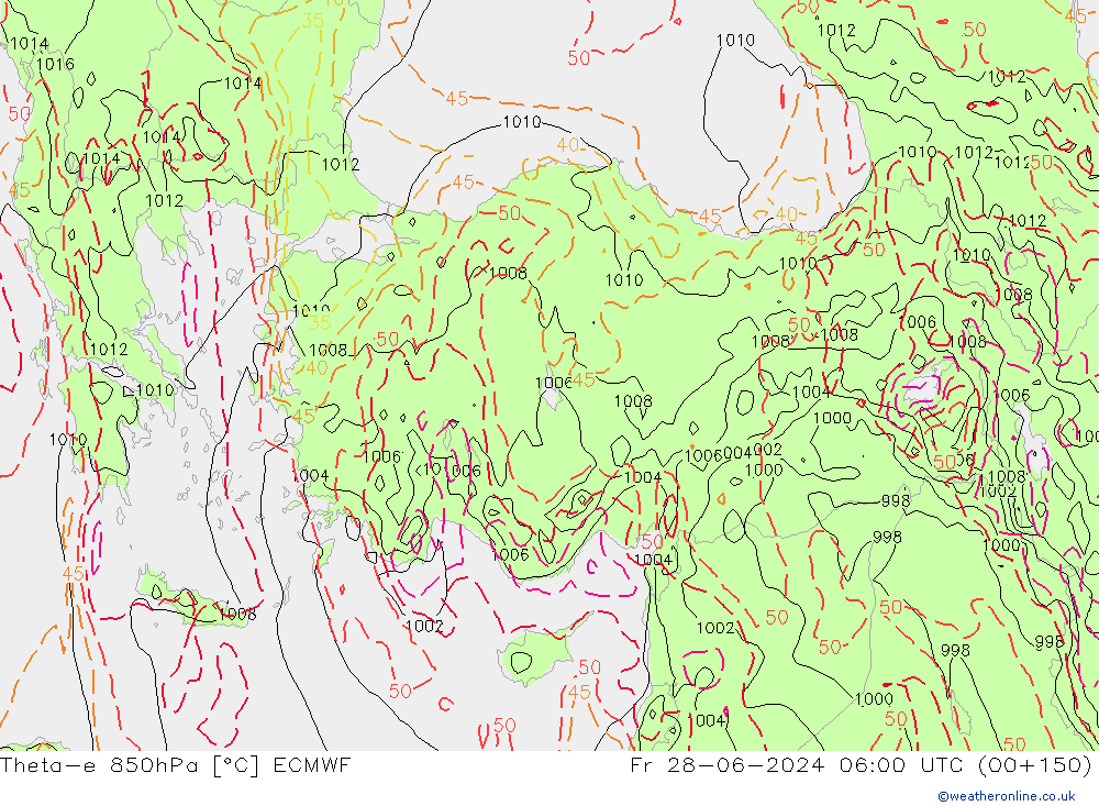 Theta-e 850hPa ECMWF vr 28.06.2024 06 UTC