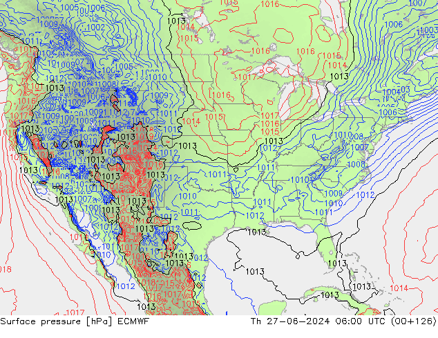 Surface pressure ECMWF Th 27.06.2024 06 UTC