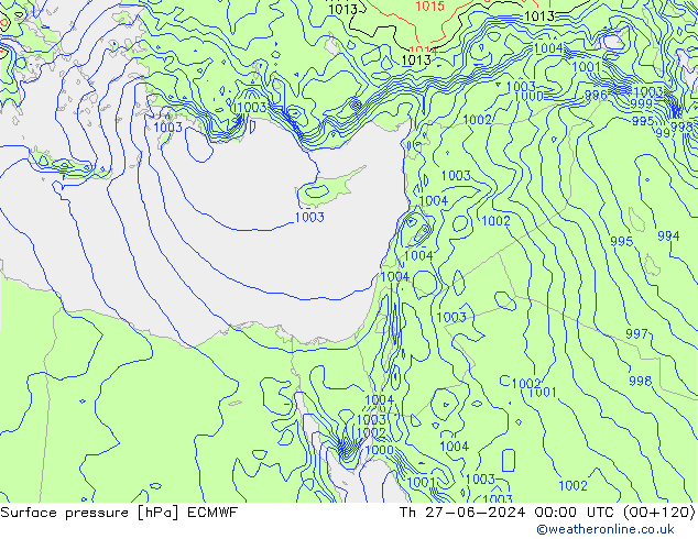 Surface pressure ECMWF Th 27.06.2024 00 UTC