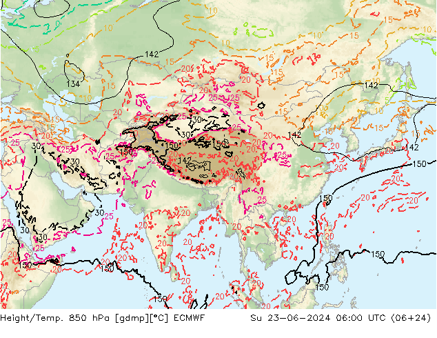 Z500/Rain (+SLP)/Z850 ECMWF dom 23.06.2024 06 UTC