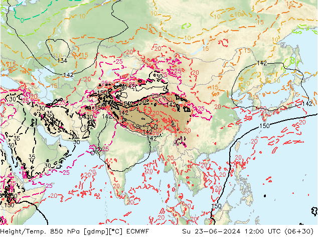 Z500/Rain (+SLP)/Z850 ECMWF  23.06.2024 12 UTC