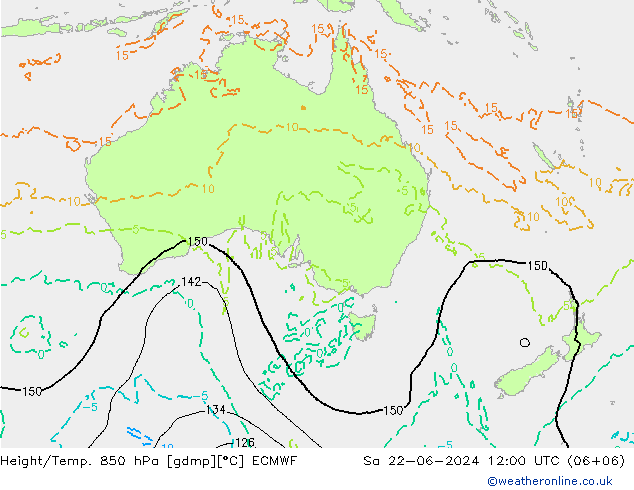 Z500/Regen(+SLP)/Z850 ECMWF za 22.06.2024 12 UTC