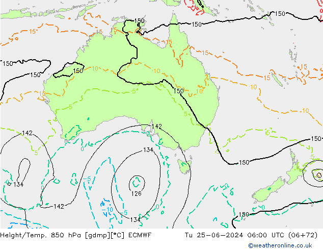 Yükseklik/Sıc. 850 hPa ECMWF Sa 25.06.2024 06 UTC